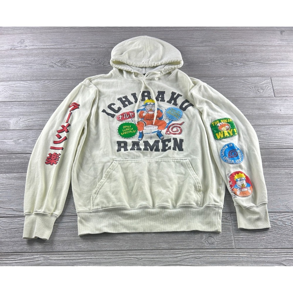 Naruto Ichiraku Ramen Hoodie Men M Ivory Hidden Leaf Anime Shippuden Cosplay '02